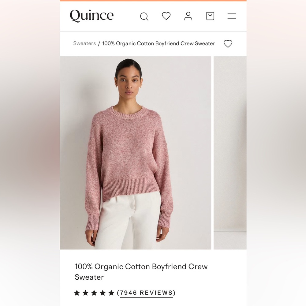 Quince Women's Soft Pink Crew Neck Sweater